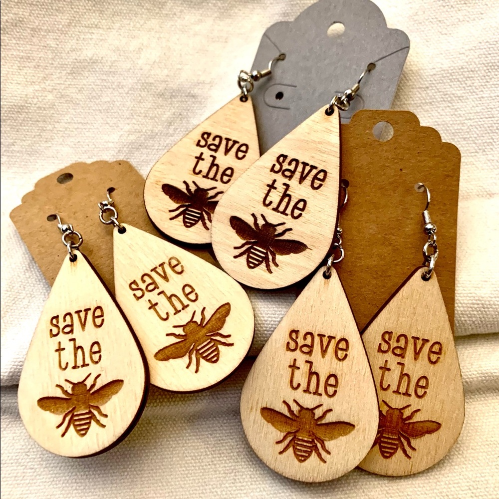 Wood laser cut handcrafted earrings